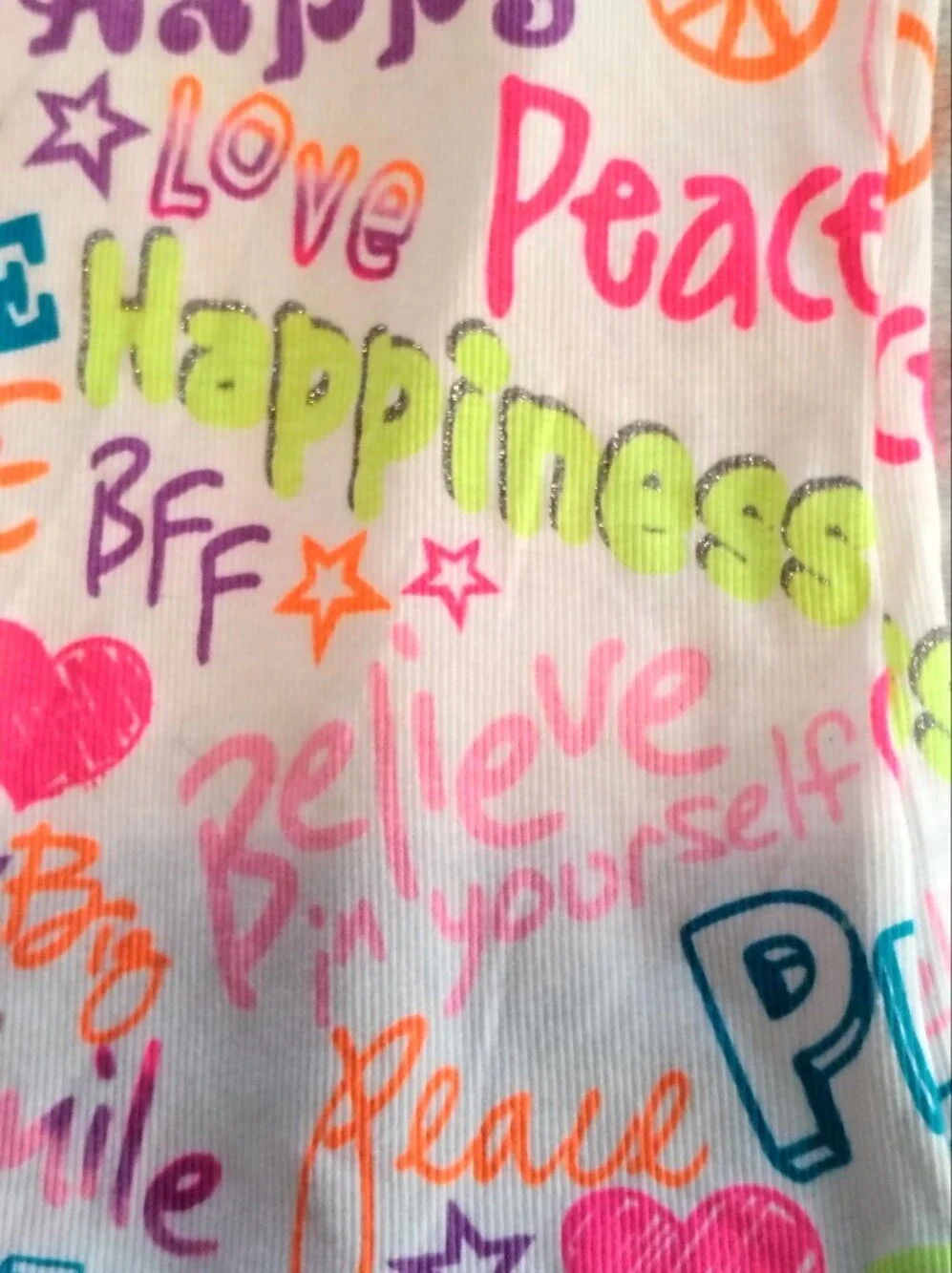 Nwot Justice Peace Love Gray Neon Color Silver Glitter Tank Pants Set Size 12